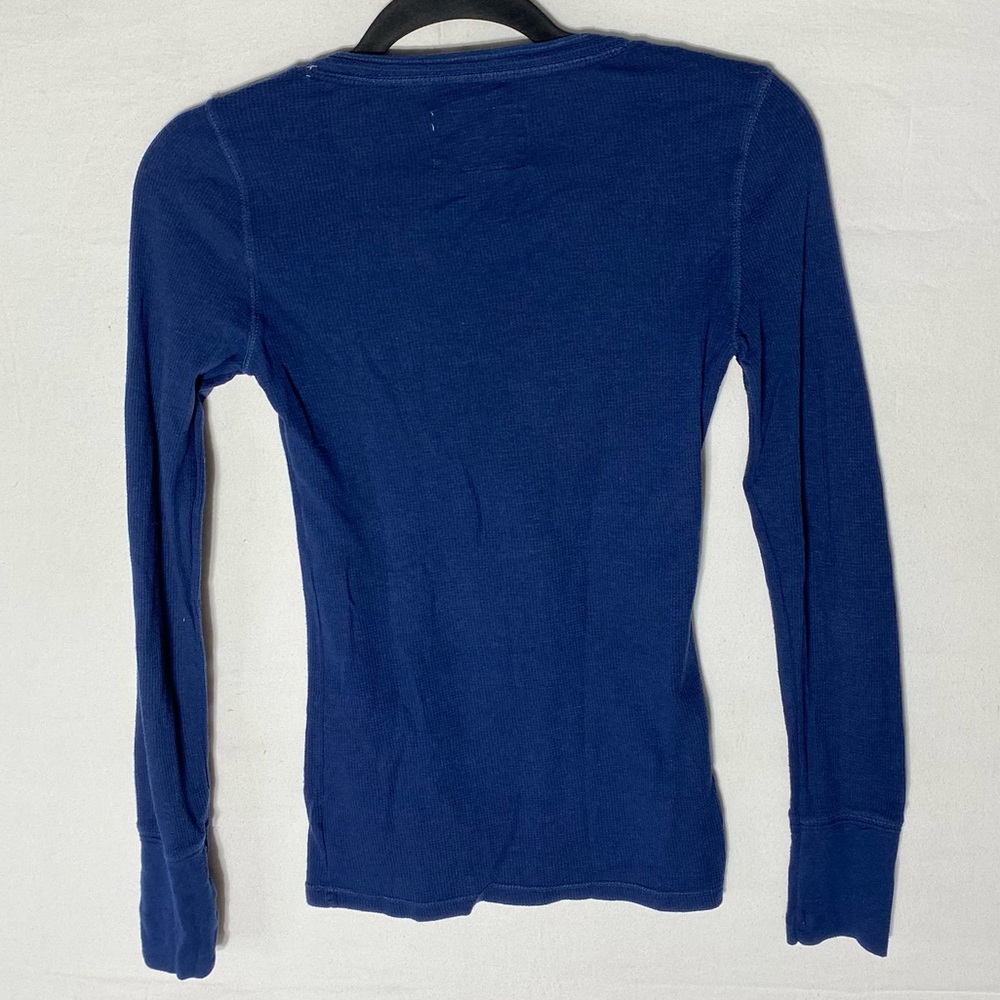 Vintage Y2K Aeropostale Dark Blue Long Sleeve Deep V Neck Ribbed Top M - Picture 2 of 15